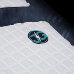 Hyperlite Storm Wakesurf Board 2022 - A white wakesurf board with a blue logo featuring a lightning bolt in the center.