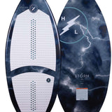 Hyperlite Storm Wakesurf Board 2022 - A dark blue wakesurf board with a white lightning bolt logo on top and a textured surface.