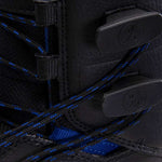 Hyperlite Team OT Wakeboard Bindings 2022 - Black bindings with silver buckles and straps on a white background.