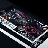 Hyperlite Trever Maur Blueprint Wakeboard 2022 - A black wakeboard with a white and orange logo on top, featuring a blue outline of a man's head.