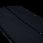 Hyperlite Trever Maur Blueprint Wakeboard 2022 - A black wakeboard with a white logo on top and a blue outline around the edges.