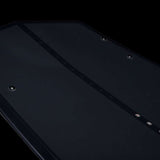 Hyperlite Trever Maur Blueprint Wakeboard 2022 - A black wakeboard with a white logo on top and a blue outline around the edges.