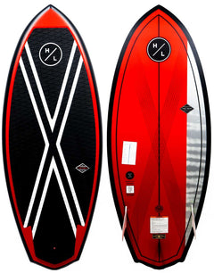 Hyperlite Shim Limited Edition Wakesurf Board 2021 - A black and red wakesurf board with a white logo on top.