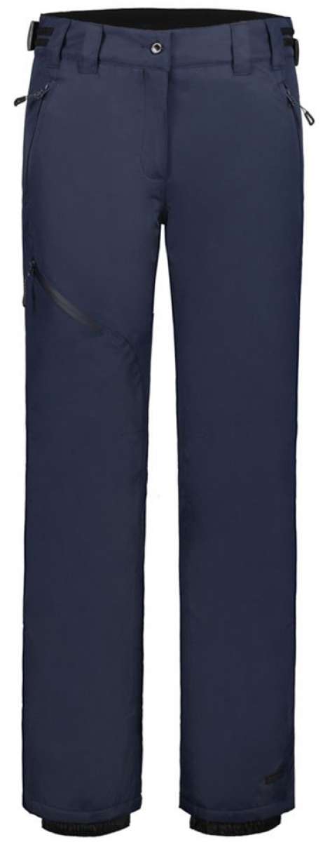 Icepeak Ladies Curlew Insulated Pant 2022-2023 - A pair of dark gray insulated ski pants with a subtle pattern and zippered pockets.