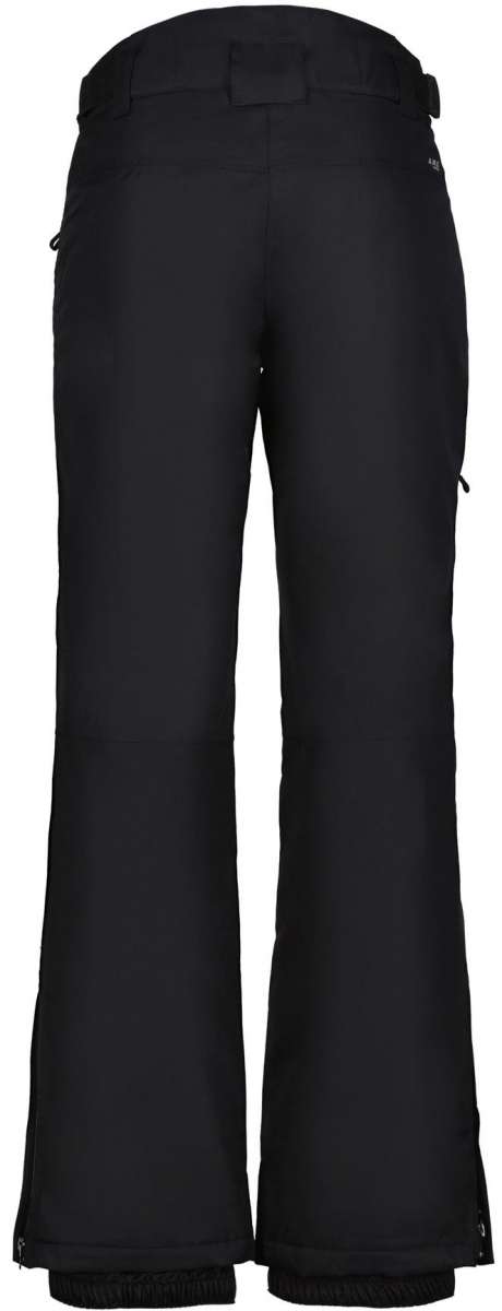 Icepeak Ladies Curlew Insulated Pant 2022-2023 - Black insulated ski pants with a zippered pocket on the side and adjustable waistband.