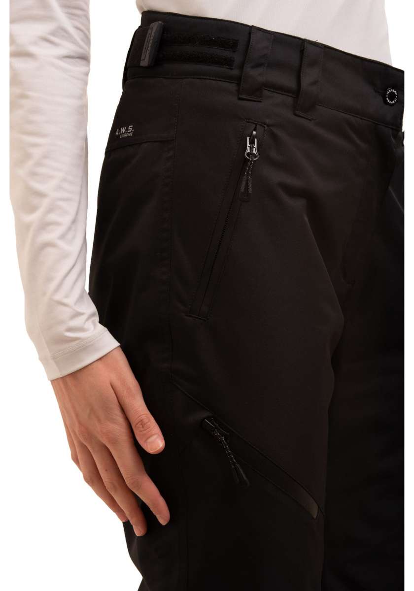 Icepeak Ladies Curlew Insulated Pant 2022-2023 - Black insulated ski pants with a subtle snowflake pattern on the side of one leg.