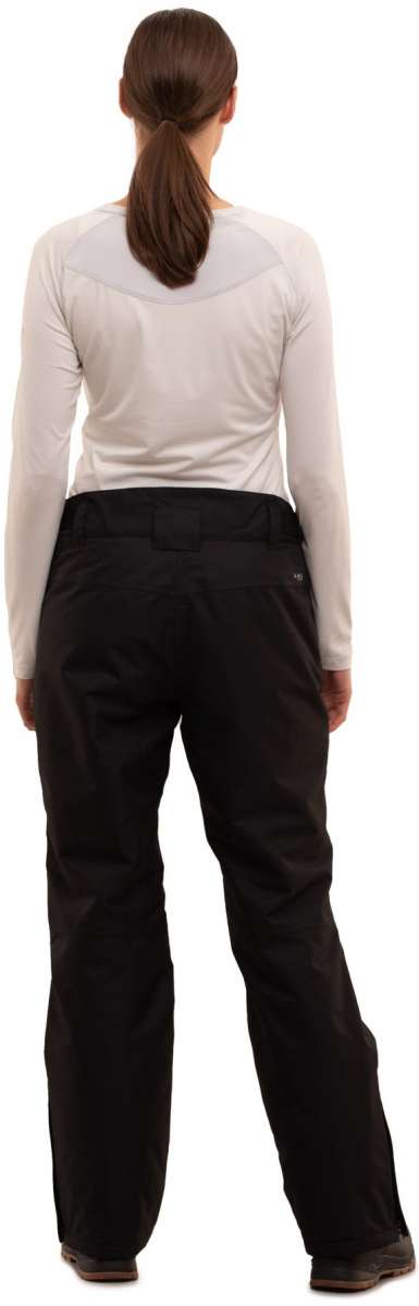Icepeak Ladies Curlew Insulated Pant 2022-2023 - A pair of black insulated ski pants with a subtle white logo on the left thigh.