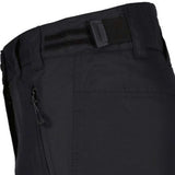 Icepeak Ladies Curlew Insulated Pant 2022-2023 - A pair of black insulated ski pants with a zippered pocket on the side and a belt loop at the waist.