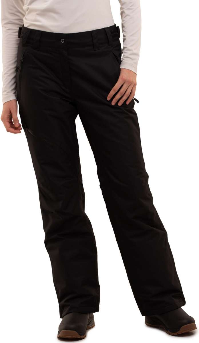 Icepeak Ladies Curlew Insulated Pant 2022-2023 - Black insulated ski pants with a subtle snowflake pattern on the side of one leg.