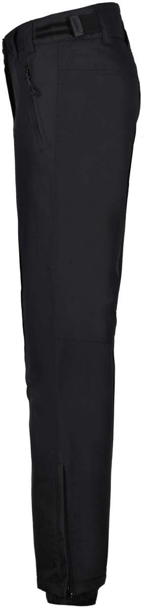 Icepeak Ladies Curlew Insulated Pant 2022-2023 - Black insulated ski pants with a zippered pocket on the side and adjustable Velcro straps at the waist.