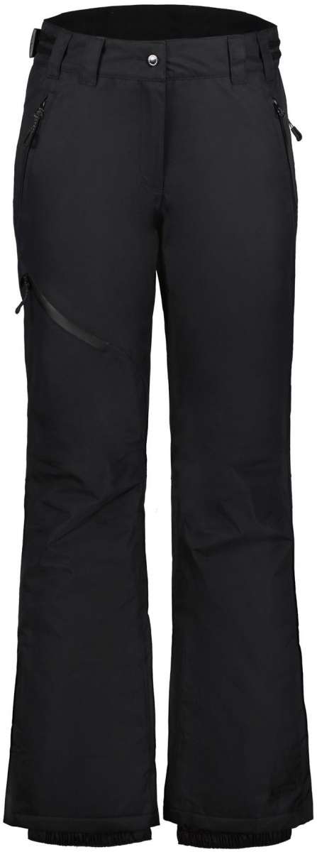 Icepeak Ladies Curlew Insulated Pant 2022-2023 - Black insulated ski pants with a subtle snowflake pattern on the side of one leg.