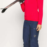 Icepeak Ladies Evansdale 1/4 Zip Top 2022-2023 - A red zip-up top with a collar and zipper down the front, worn by a model.