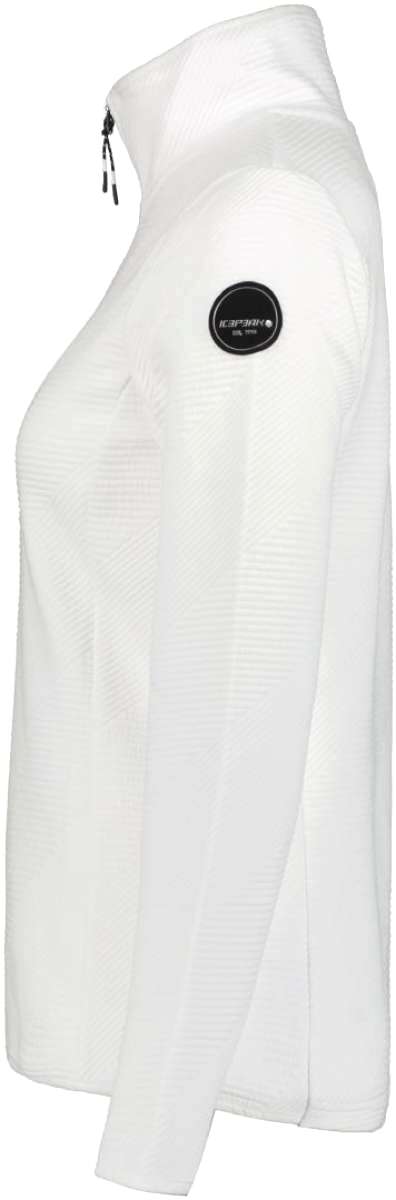 Icepeak Ladies Evansdale 1/4 Zip Top 2022-2023 - A white zip-up sweater with a black zipper and logo on the left chest.