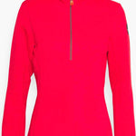 Icepeak Ladies Evansdale 1/4 Zip Top 2022-2023 - A red zip-up top with a high collar and zipper running down the front, featuring a small logo on the left sleeve.