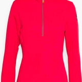 Icepeak Ladies Evansdale 1/4 Zip Top 2022-2023 - A red zip-up top with a high collar and zipper running down the front, featuring a small logo on the left sleeve.