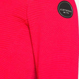 Icepeak Ladies Evansdale 1/4 Zip Top 2022-2023 - A bright pink zip-up top with a high collar and diagonal ribbed pattern on the chest area.
