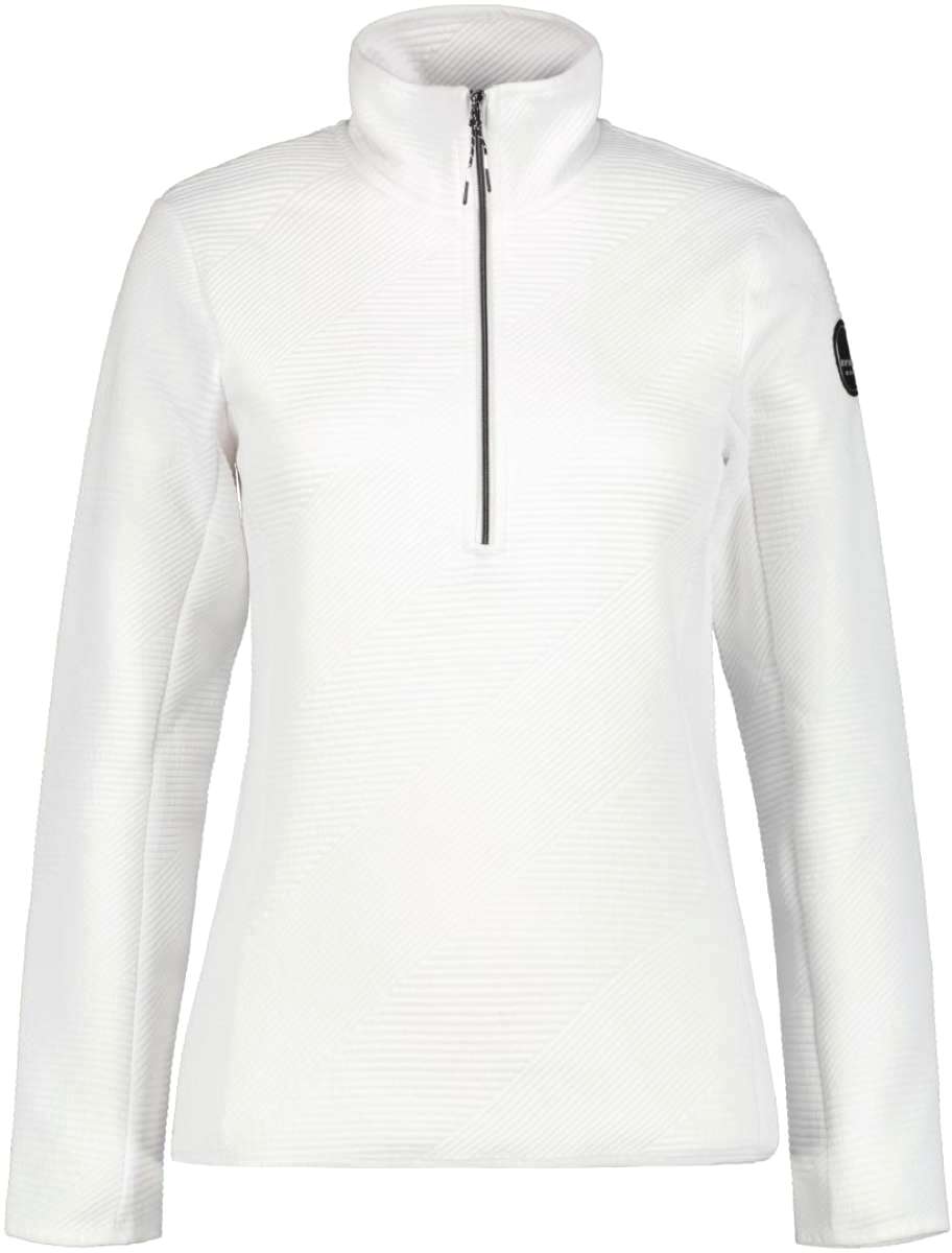 Icepeak Ladies Evansdale 1/4 Zip Top 2022-2023 - A white zip-up top with a high collar and zipper running down the front.