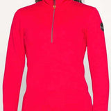 Icepeak Ladies Evansdale 1/4 Zip Top - A bright red zip-up top with a high collar and gold zipper pull.