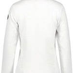 Icepeak Ladies Evansdale 1/4 Zip Top 2022-2023 - A white zip-up top with a high collar and long sleeves, featuring a black zipper on the front.
