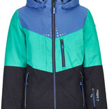 Killtec Junior Girl's Iolana Insulated Jacket 2019-2020 - A green and blue jacket with a hood, featuring white dots on the upper chest area.