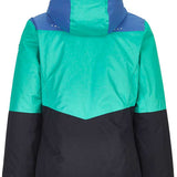 Killtec Junior Girl's Iolana Insulated Jacket 2019-2020 - A navy blue and green jacket with a hood, featuring a zipper closure and two pockets on the front.