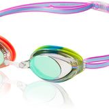 Speedo Jr. Vanquisher 2.0 Mirrored Swim Goggle - A pair of mirrored swim goggles with a sleek, modern design and a comfortable fit for junior swimmers.