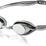 Speedo Jr. Vanquisher 2.0 Mirrored Swim Goggle - A pair of mirrored swim goggles with a sleek, modern design and adjustable straps.