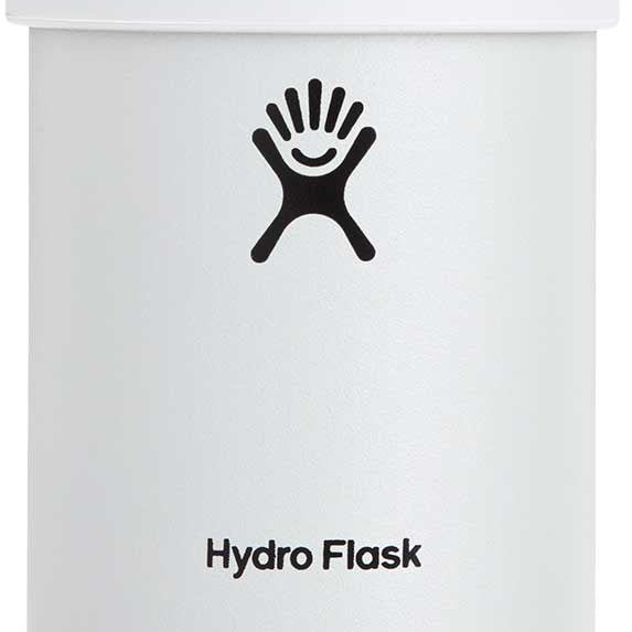 Hydro Flask 12oz Cooler Cup - A white insulated tumbler with a screw-on lid and a small logo on the side.