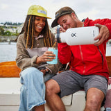 Hydro Flask 12oz Cooler Cup - A white cooler cup with a black lid, featuring a small logo on the side.