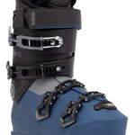 Blue K2 BFC 100 ski boots feature black hardware and a sleek, modern design.