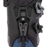 K2 BFC 100 ski boots in blue and black feature a rear cuff adjustment and visible hardware.