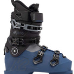 Blue K2 BFC 100 ski boots feature silver hardware and a textured upper.