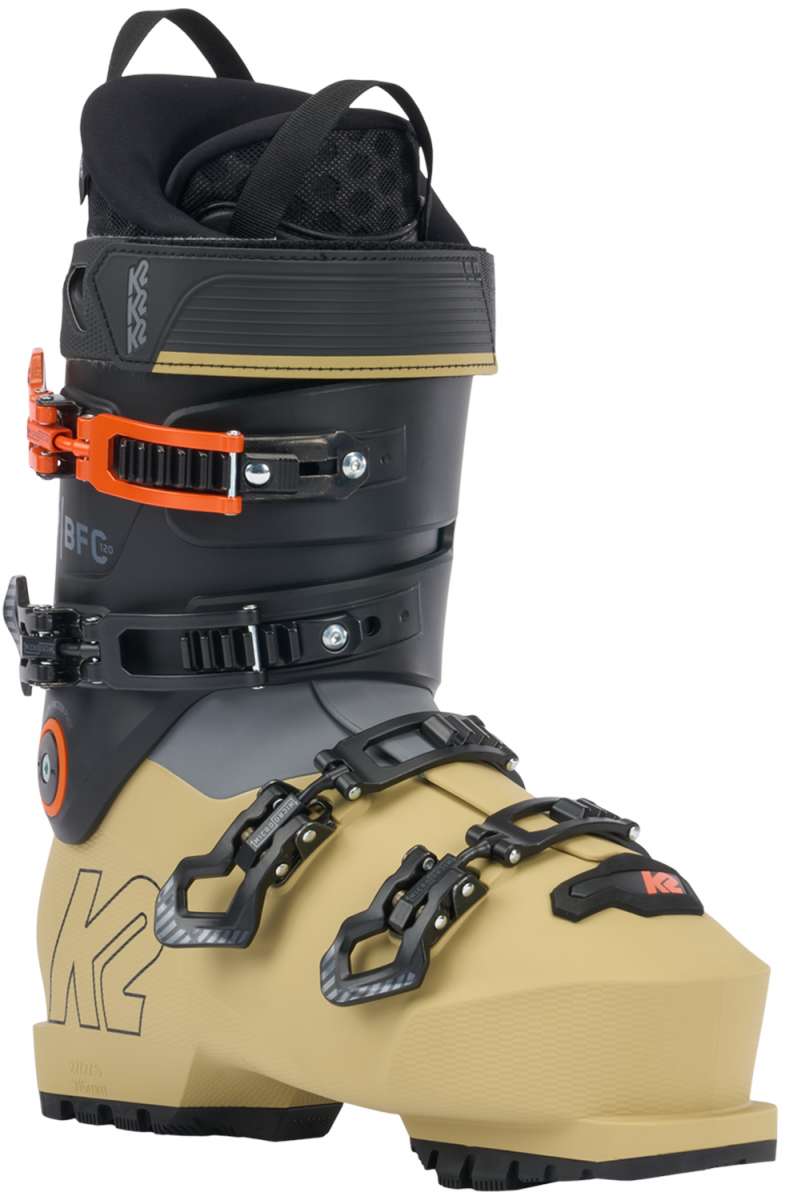 K2 BFC 120 ski boot in yellow and black features a distinctive design.