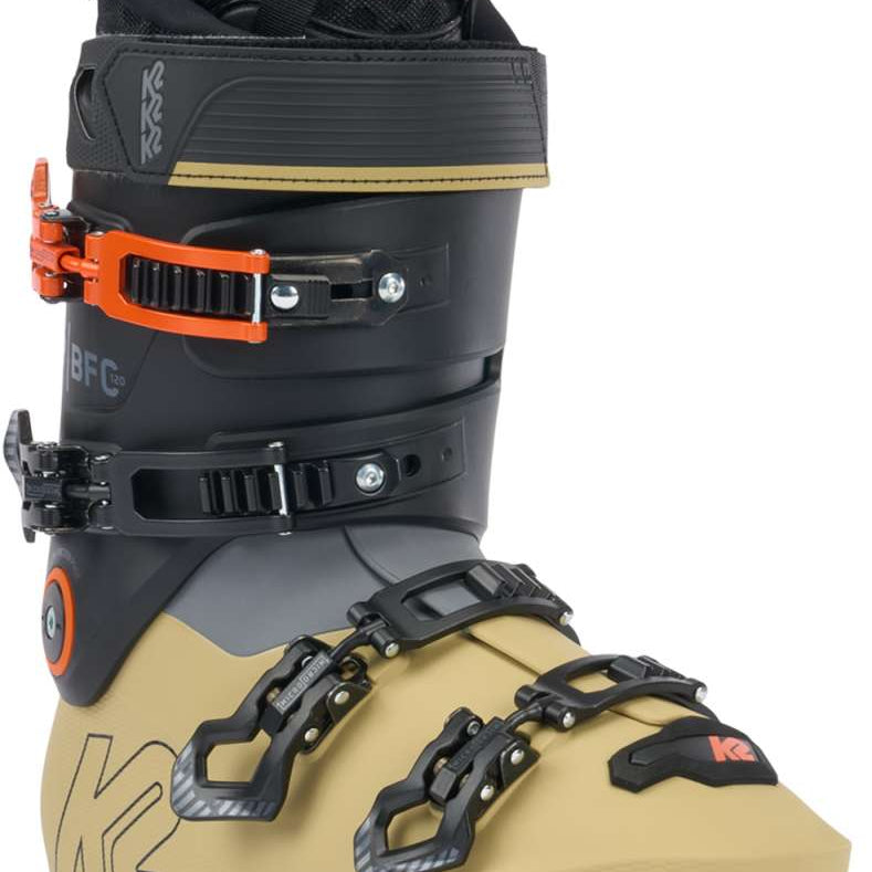 K2 BFC 120 ski boot in yellow and black features a distinctive design.