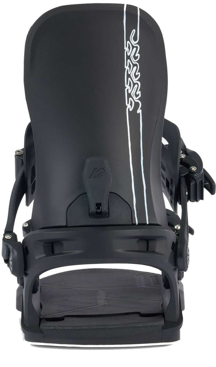 K2 Bond 2024 snowboard bindings feature a black design with white accents.
