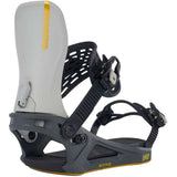 K2 Bond 2024 snowboard bindings feature a gray and white design with distinctive geometric detailing.
