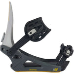 K2 Bond snowboard bindings feature a black base with yellow accents and a distinctive design.