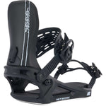 Black K2 Bond snowboard bindings feature a distinctive design and silver accents.