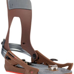 K2 Clicker X HB Snowboard Binding - A brown snowboard binding with a gray textured footbed and silver buckles.