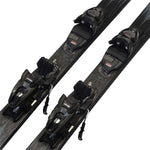 K2 Disruption 76 System skis feature a black and gray design with M2 10 bindings.