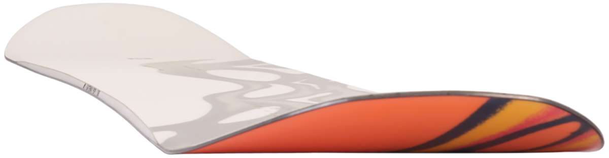 K2 Gateway Pop snowboard, 2024 model, features a striking orange and black graphic design.