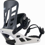 K2 Indy 2024 snowboard bindings feature a white base with black straps.