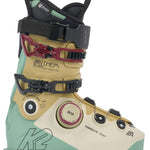 K2 Anthem 105 BOA ski boots feature a distinctive green and red design with visible BOA lacing system.