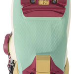 Red and green K2 Anthem 105 BOA women's ski boots display a textured sole and BOA closure system.