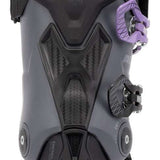 The K2 Ladies Anthem 85 MV Ski Boots are a pair of black ski boots with purple accents, designed for women. They feature a BOA dial closure system and have a sturdy design suitable for various snow conditions.