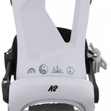 K2 Bedford snowboard binding, white with black accents, features a streamlined design.