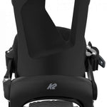 K2 Bedford snowboard binding, black and gray, features a streamlined design for performance.
