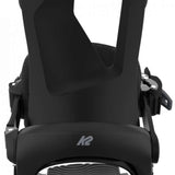 K2 Bedford snowboard binding, black and gray, features a streamlined design for performance.