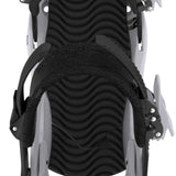 K2 Women's Bedford snowboard binding, 2023 model, features a black and white design with a textured base.