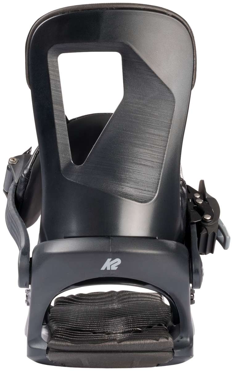 K2 Women's Bedford 2024 snowboard bindings feature a black and gray design.